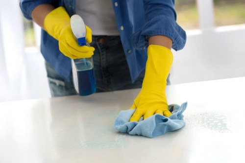 Deep cleaning a corner sofa in a modern E14 home